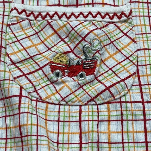 Kissy Kissy Unisex, Gender Neutral Plaid Tractor Embroidered Romper 12-18 Months - Picture 8 of 10